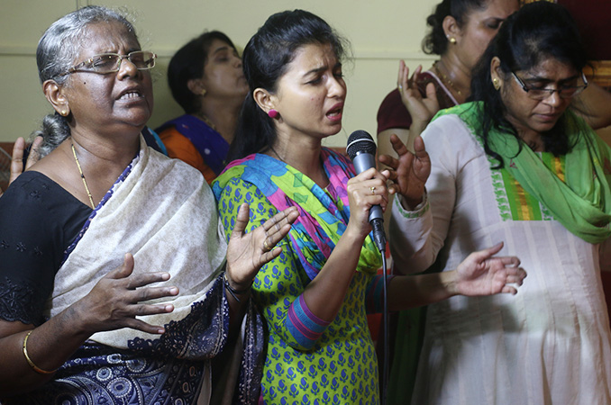 People thronged into the Night Vigil held at Prayer center by Grace Minstry in Mangalore here on Sep 2, 2017. Many received countless miracles, healing, and deliverance. 